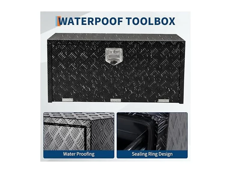 MOVECOM Aluminum Underbody Tool Box 8 x 18 x 18 in, Black