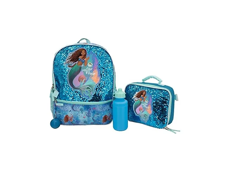 (4 Piece) 16" Disney Mermaid Backpack