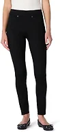 Amazon Essentials Women's Stretch Denim Mid-Rise Pull-On Skinny Jegging, Black, 16 Short