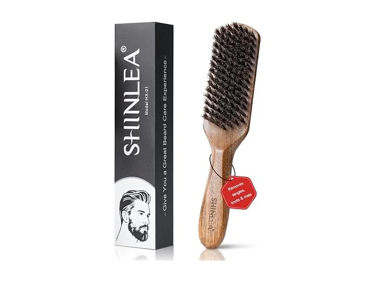 Boar Bristle Beard Brush with Wooden Handle