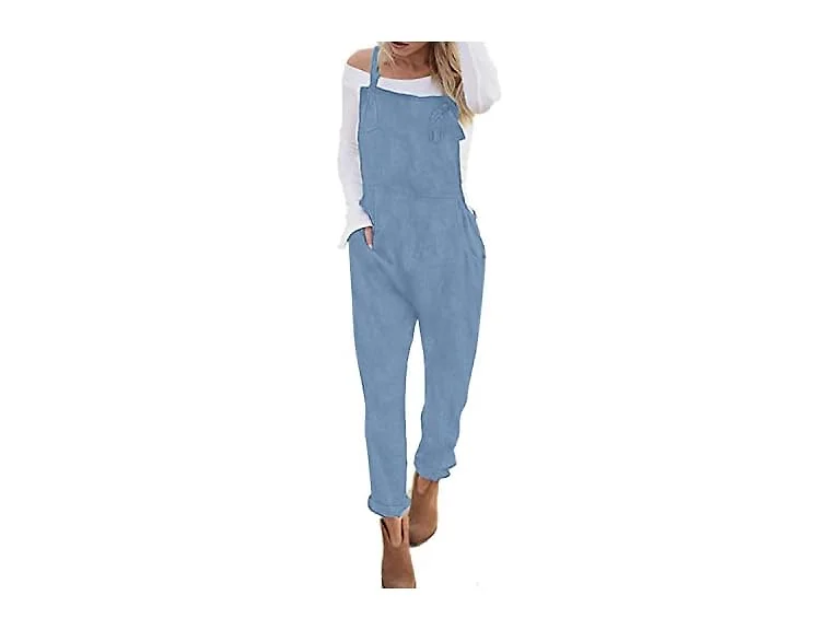 StyleDome Women (L) Overall Trousers Light Blue