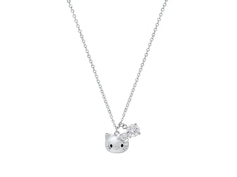 Moissanite Diamond Kitty Charm Necklace