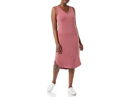 Amazon Essentials Women's Lightweight Jersey Regular-Fit Sleeveless V-Neck Midi Dress, Easy to Wear, 41" Length (Previously Daily Ritual), Dark Rose, Small