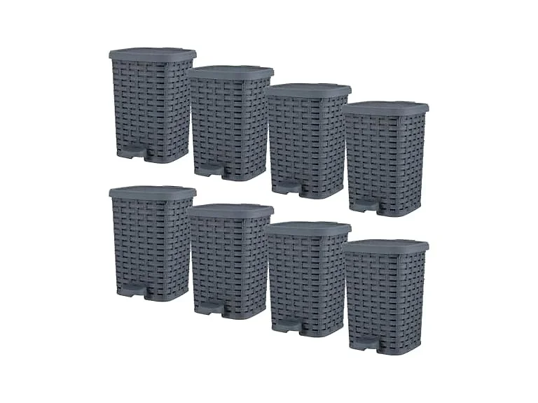 Mini Trash Can Small Outdoor Wicker Grey 6 QT 8 Pack