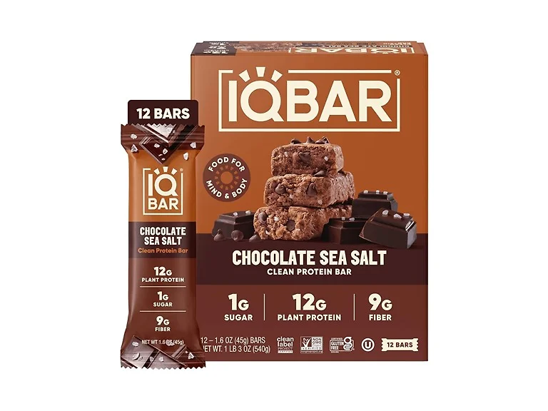 (24-Pack) IQBAR Plant Protein Bars: Chocolate Sea Salt