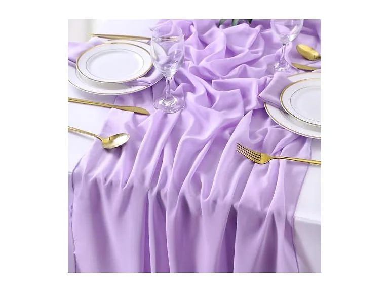 QueenDream Light Purple Chiffon Table Runner 10Ft Long