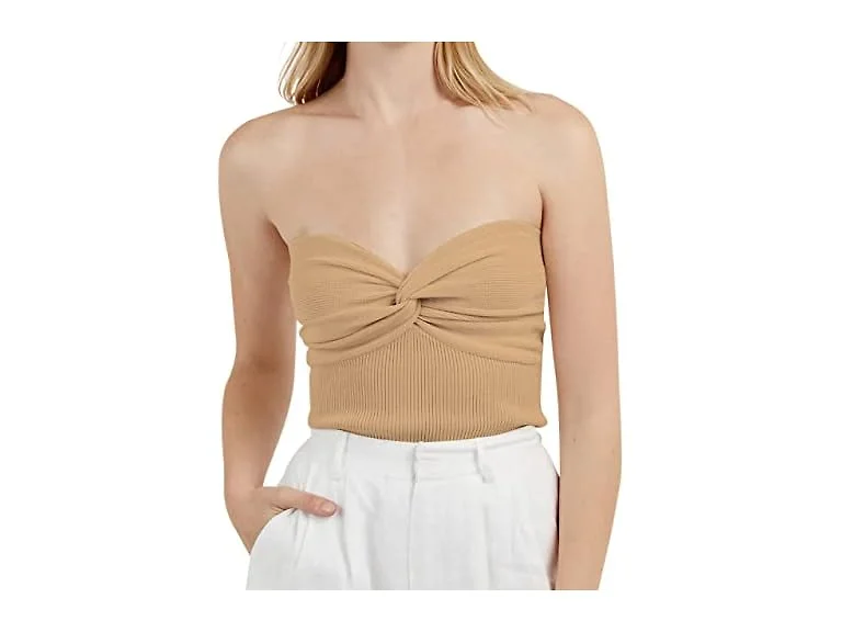 Missactiver Women (M) Twist Front Knit Top Khaki