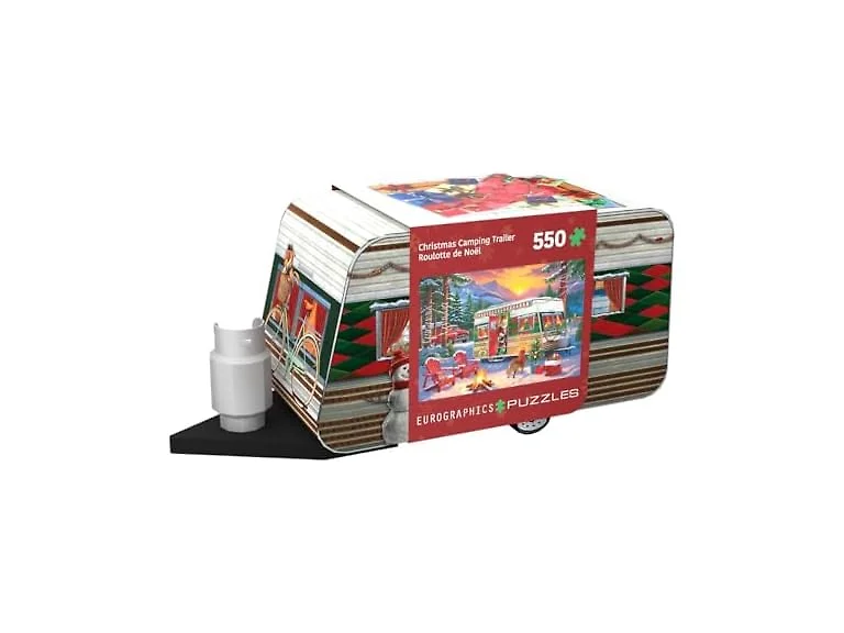 Christmas Camping Trailer Tin