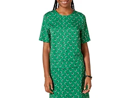 Amazon Essentials Women's Regular-Fit Georgette Short Sleeve Crewneck Top, Green White Floral, Medium