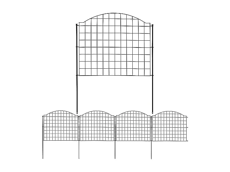 Sunnydaze Arched Garden Fence 5pc Black