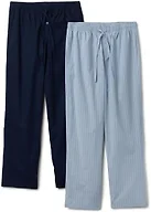Amazon Essentials Men's Cotton Stretch Poplin Full-length Pajama Bottoms, Pack of 2, Navy/Thin Stripe, Large