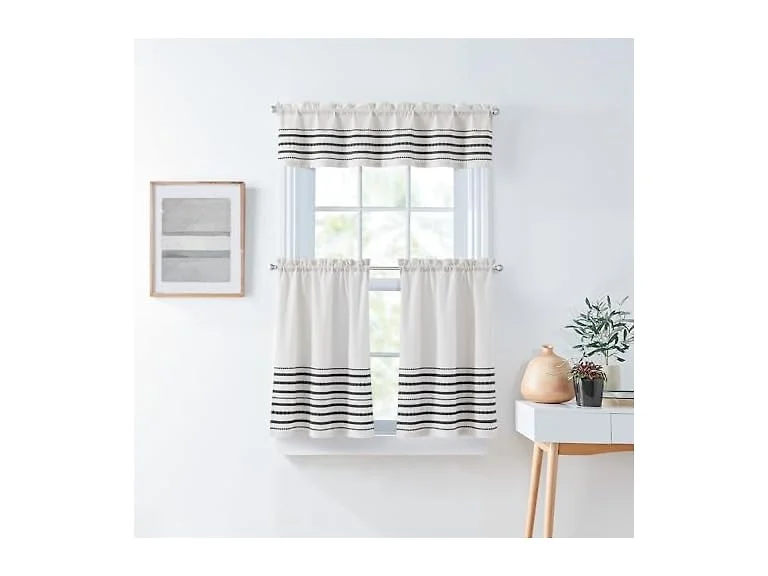 Curtainworks Boho Striped Tier & Valance Set, 56 x 36 in