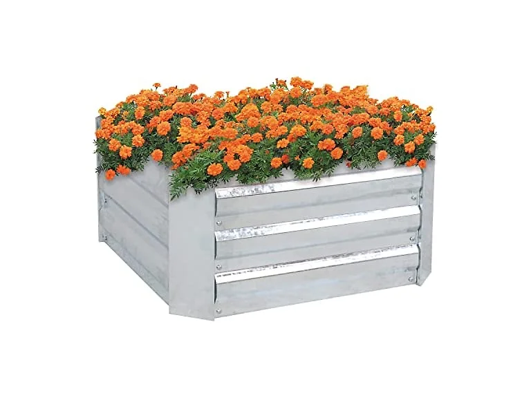 Sunnydaze 24" Silver Steel Raised Garden Bed