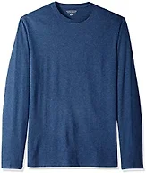 Amazon Essentials Men's Slim-Fit Long Sleeve Cotton T-Shirt, Crew Neck, Blue Heather, Medium
