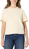 Amazon Essentials Women's Relaxed-Fit Faux Mohair Short Sleeve Sweater Top, Cream, X-Small