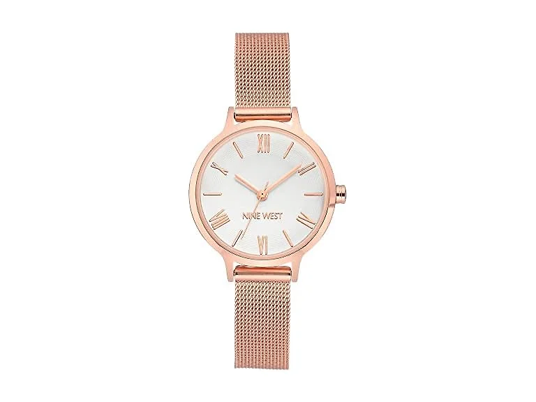 Nine West Women's Rose Gold-Tone Mesh Watch