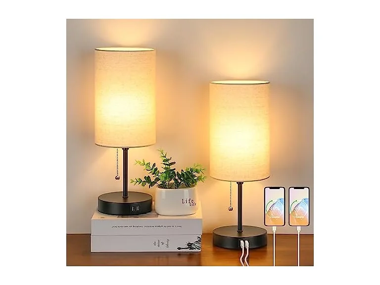 Lakumu 2 Sets Table Lamps with 2 USB