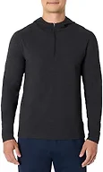 Amazon Essentials Men's Athletic Soft Performance Lightweight Quarter-Zip Running Long Sleeve Workout Top, Space Dye Black, Medium
