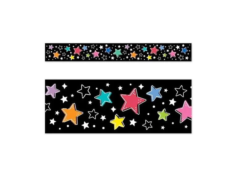 CTP Star Bright Colorful Stars on Black EZ Border