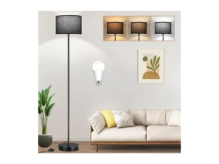 TOBUSA 65’’ Black Floor Lamp with Black Shade