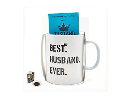 HJOCMLE Best Husband Ever Mug Gift Funny Husband Mug with English Breakfast Tea Bags Set Personalized Ceramic Coffee Cup - Ideal Anniversary, Birthday, or Valentine's Day Gift for Men from Wife