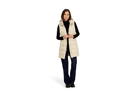 Reebok Womens Long Puffer Vest with Hood, Champagne, L