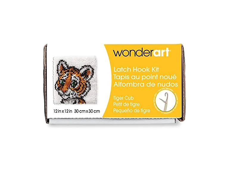 Wonderart Tiger Cub Latch Hook Kit, 12" X 12"