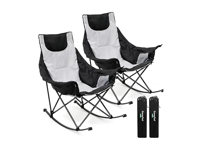 SUNNYFEEL Grey 2pk Rocking Camping Chair