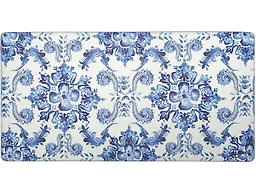 J&V Textiles Oversized 20" x 39" Soft Stand Antifatigue Kitchen Mats, Poppy Sketch Tile Blue