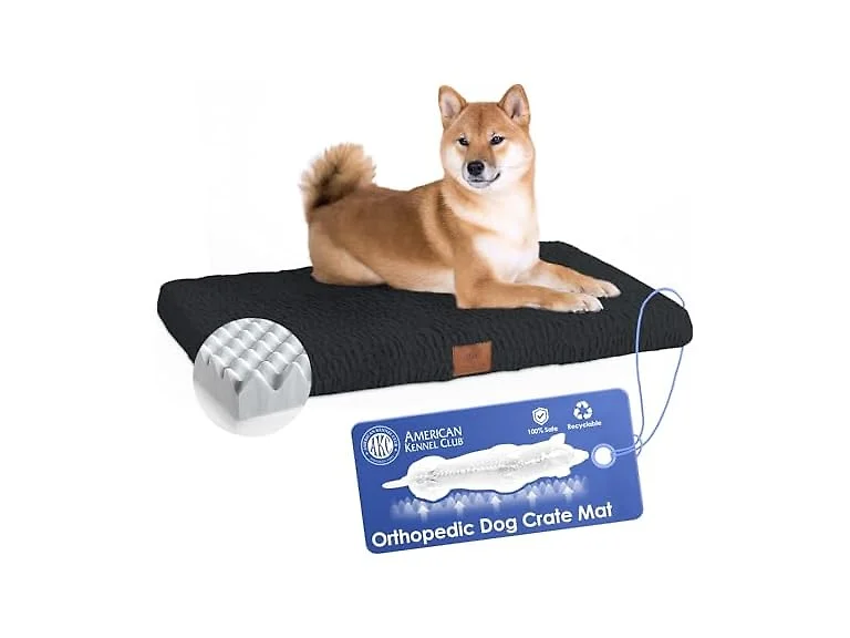 AKC Orthopedic Memory Foam Dog Crate Mat, 23" x 36", Black