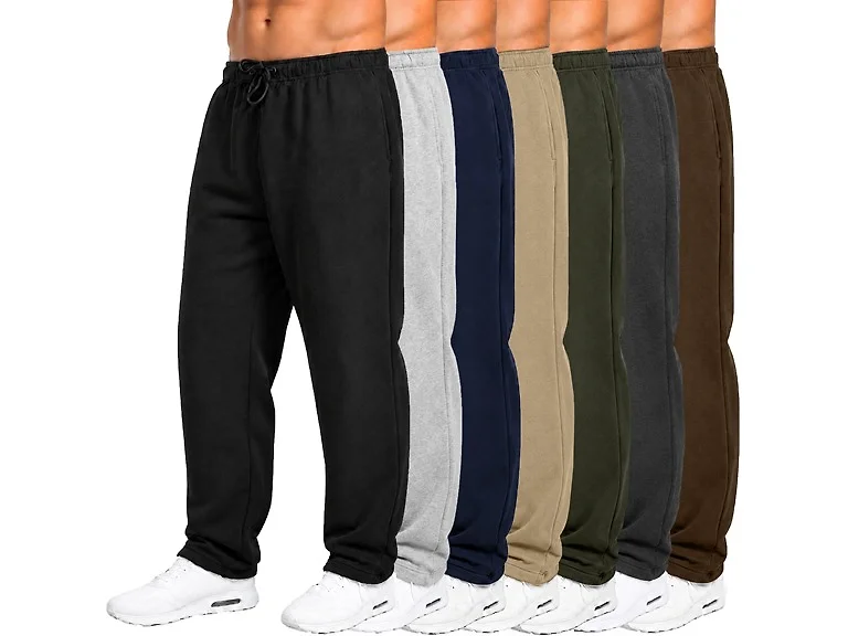 3Pk Mens Fleece-Lined Open Bottom Pants