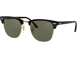 Ray-Ban RB3016 901/58 51 51-21-145 Ray-Ban RB3016 Clubmaster Classic Square Sunglasses BLACK ON GOLD/Green Polarized 