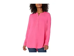 Amazon Essentials Women's Long-Sleeve Relaxed Fit Popover Blouse, Collared Business Casual Work Shirt, Hot Pink, Large