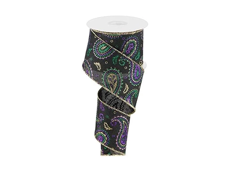 Paisley Wired Edge Ribbon - 10 Yards (2.5