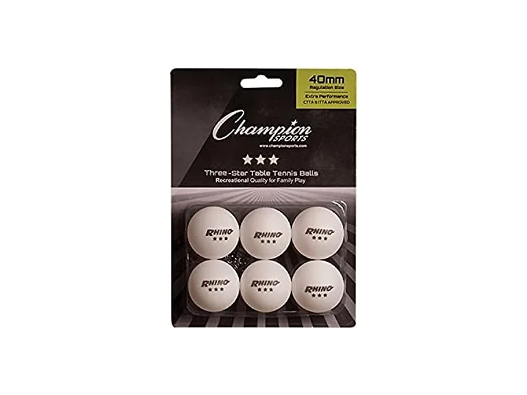 Champion Sports 3 Star Table Tennis Ball Pack, 6 Balls