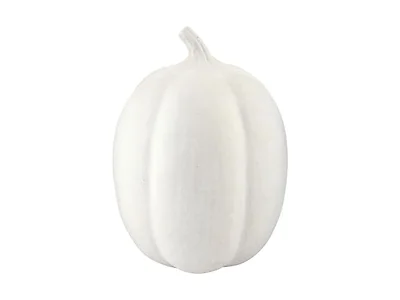 White Handcrafted Paper Mache Sculpture, Large, Pumpkin