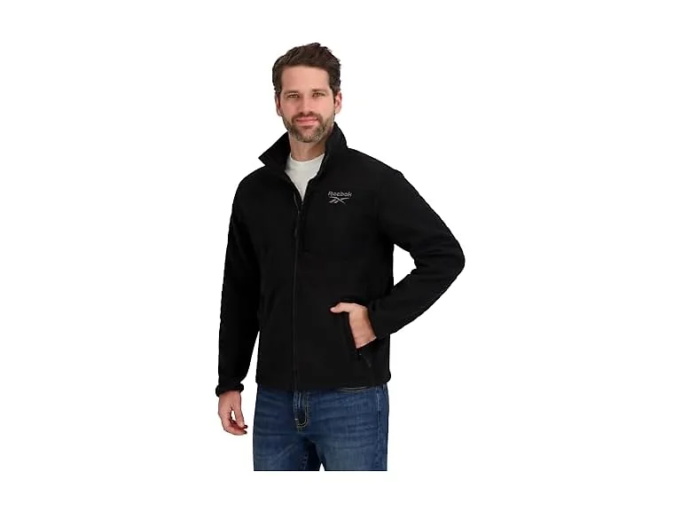 Reebok Men's Mock Neck Zip-up Grid Polar Jacket