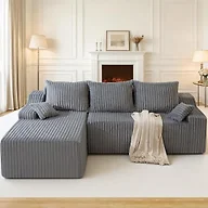 HABUTWAY 94" L-Shape Modular Sectional Sofa Couch for Living Room, No Assembly Required, Boneless Couch with Deep Seat for Living Room Bedroom, No Assembly Required (Grey,Left)