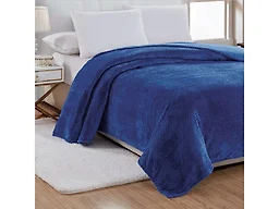 Luxury Home POP-BLKQ-NAV Queen Popcorn Fleece Blanket T