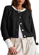 UNCLECAT Womens Cropped Cardigan Sweaters - Black, Small