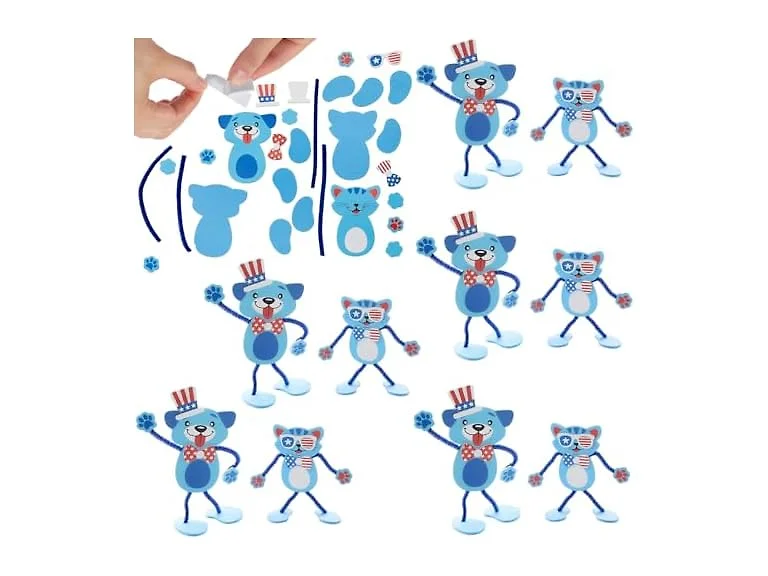 Fun Express Stand-Up Patriotic Pets Chenille Kit 12Pk