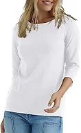 Hanes Women's Stretch Cotton Raglan Sleeve Tee, White, Medium