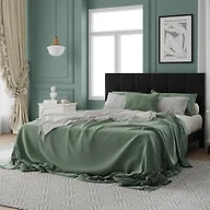 IOILORI Queen Size Bed Frame with Headboard, Queen Upholstered Bed Frame,Queen Platform Bed Frame, No Box Spring, Easy to Assemble,Black
