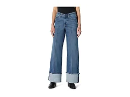 Amazon Essentials Women's High-Rise Wide Leg Cuffed Jean, Medium Blue Vintage, 6