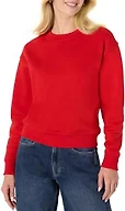 Amazon Essentials x Sofia Grainge Women's Relaxed Fit Boxy Drop Shoulder Crewneck Sweatshirt, Red, X-Large