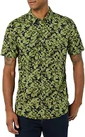 Amazon Essentials Men's Slim-Fit Short-Sleeve Two-Pocket Utility Shirt, Green Camo Print, Large