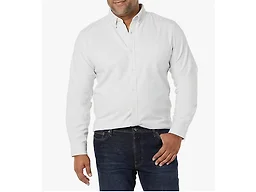 Amazon Essentials Men's Slim-Fit Long-Sleeve Stretch Oxford Cloth Shirt with Pocket, Collared, Light Grey Vertical Stripe, X-Large