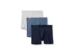 Amazon Essentials Men's Microfibre 4-Way Stretch Boxer Shorts Underwear, Pack of 3, Navy Blue/Blue/Light Gray, X-Large