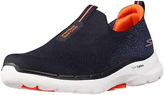 Skechers mens Gowalk 6 - Stretch Fit Slip-on Athletic Performance Walking Shoe, Navy/Orange, 9 X-Wide US