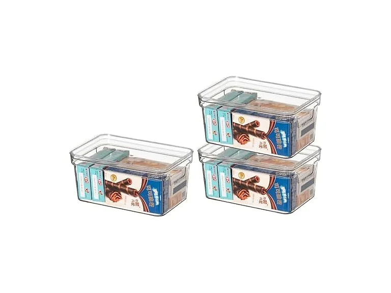 Basicwise Set of 3 Small Clear Storage Containers with Lid